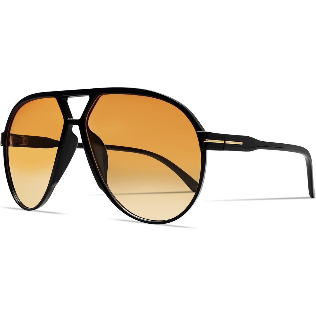 Men's vintage 70s oversized aviator sunglasses, retro eyewear for a bold, classic look.