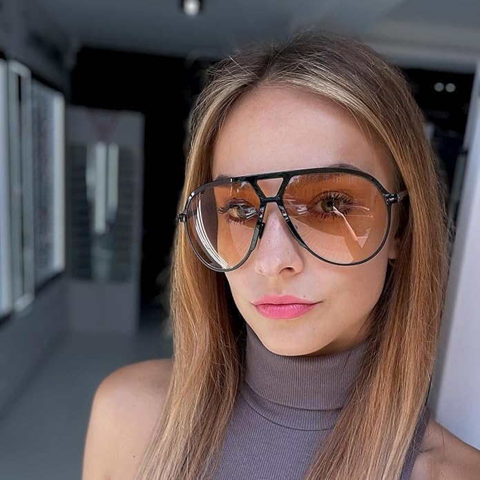 Classic 70s style oversized aviator sunglasses, unisex fashion eyewear, lightweight & trendy.