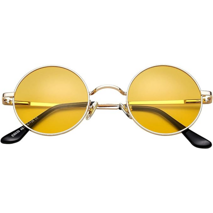 Stylish polarized round sunglasses, essential for a retro vintage outfit.