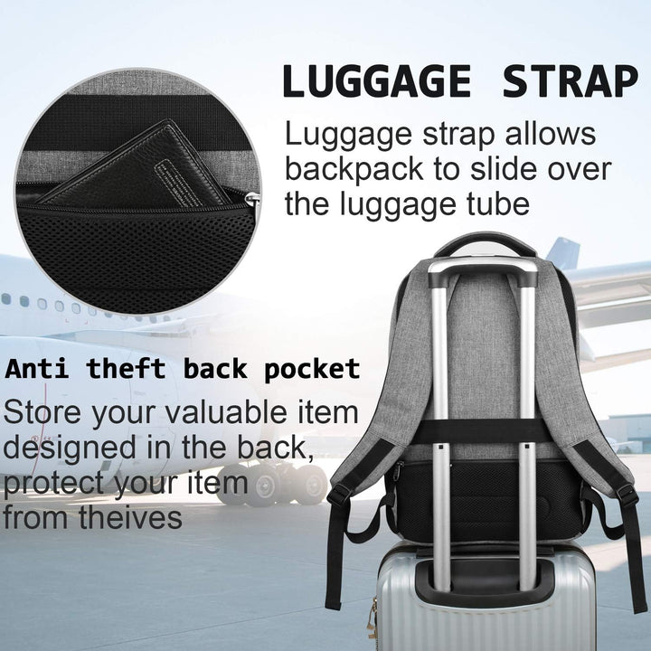 Durable slim anti-theft laptop backpack, water-resistant material, convenient USB charging.