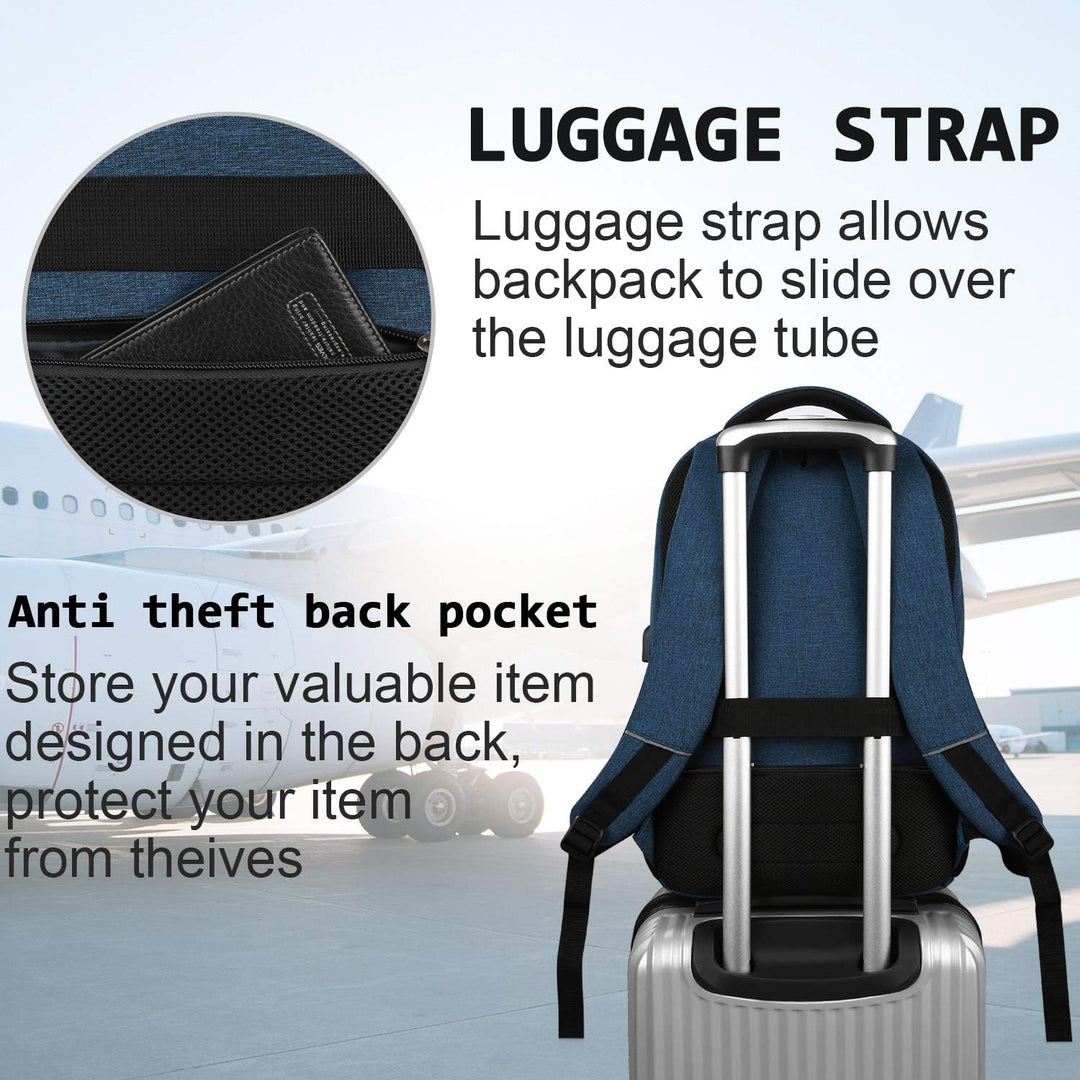Professional unisex anti-theft laptop backpack with USB charging for work & business travel.