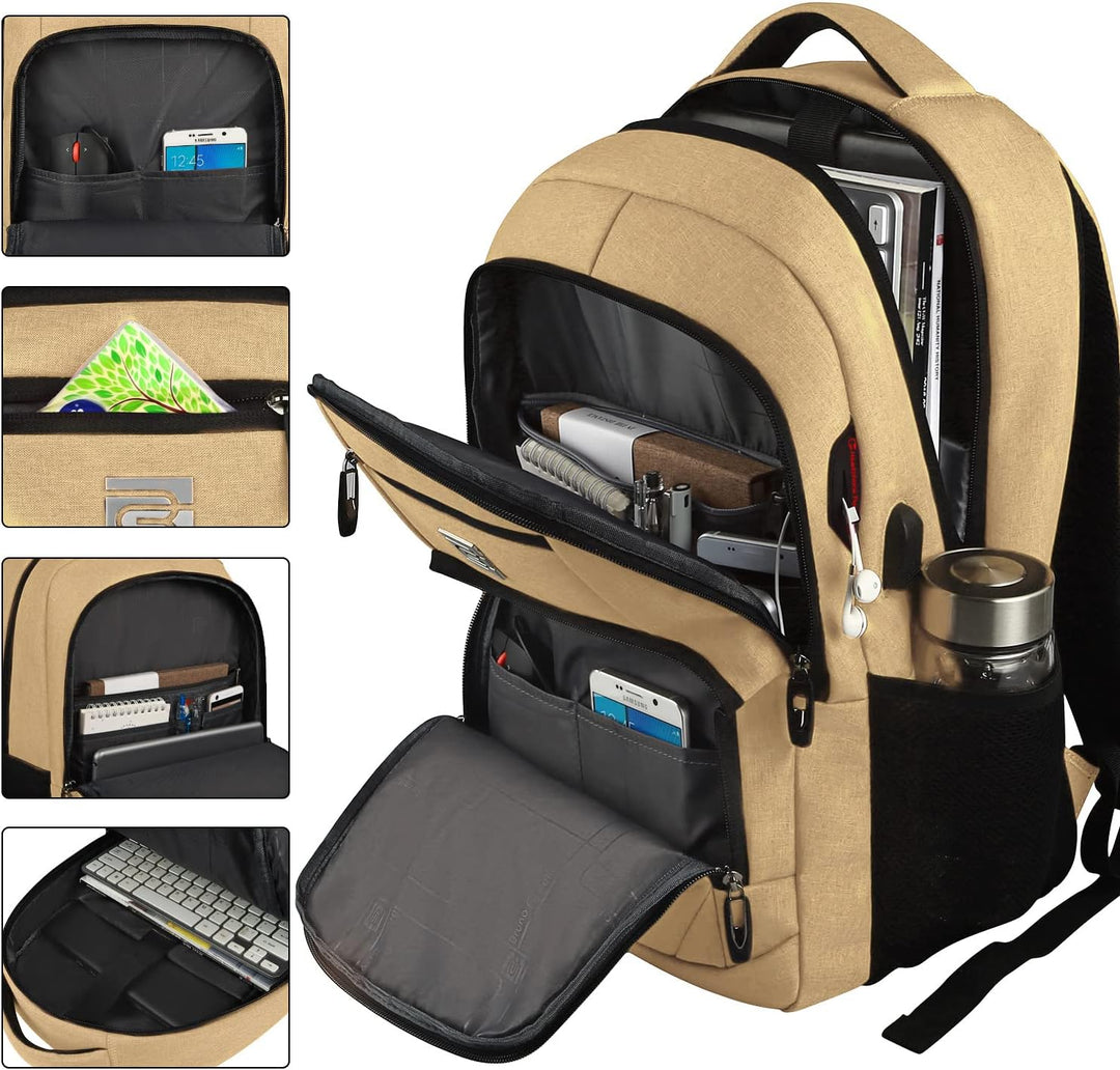 Secure unisex anti-theft backpack, featuring a USB charging port & slim design for laptops.