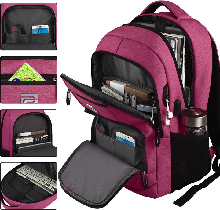 Anti-theft backpack for secure tech transport, USB charging, slim, water-resistant finish.