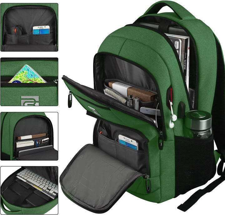 Anti-theft backpack with USB charging, water-resistant, slim, perfect for daily commute & travel.