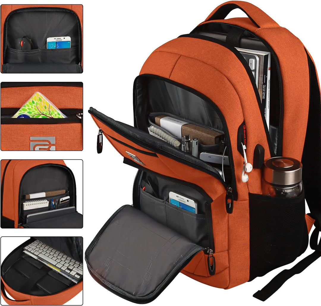 All-purpose anti-theft backpack, USB charging, slim, ideal for school, work, travel, unisex.
