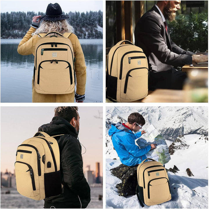 Organized unisex school bag, anti-theft design, USB charging, perfect for students & professionals.