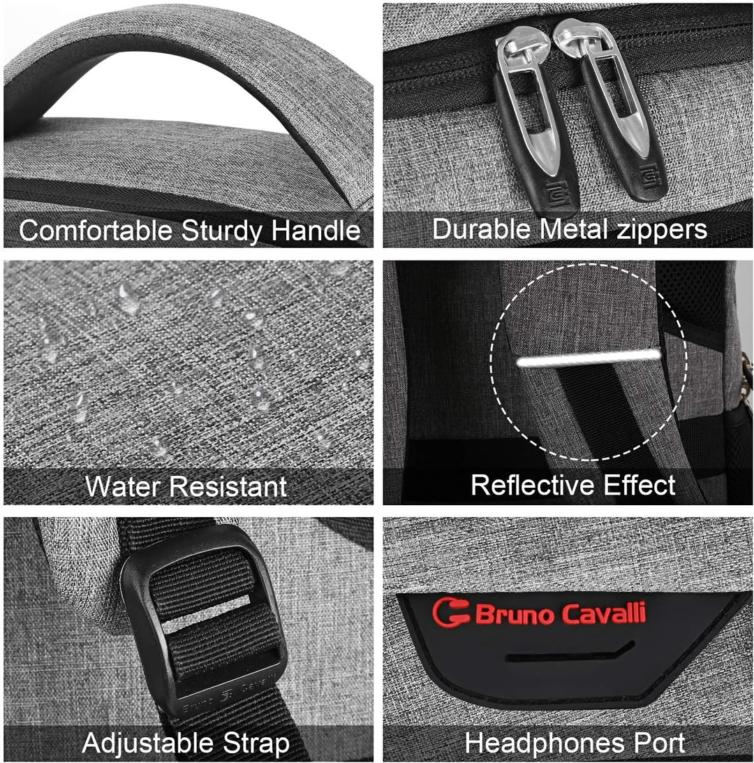 Secure travel backpack, anti-theft, USB charging, slim profile, designed for laptops & essentials.