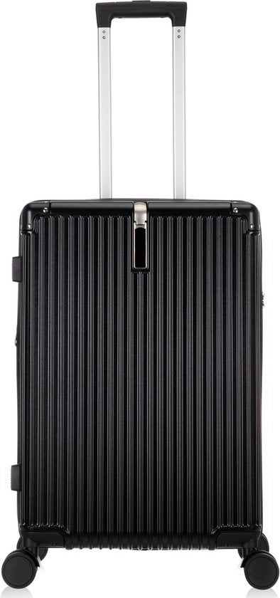 Smart travel companion: expandable hardshell luggage, USB charger, cup holder for easy trips.