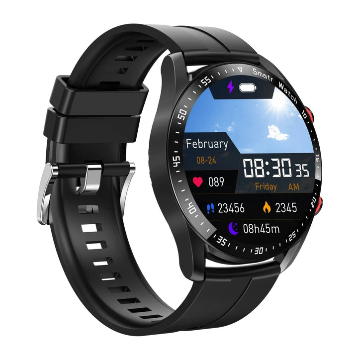 Unisex smartwatch for comprehensive health monitoring: heart rate, blood pressure, glucose, & sleep tracking.