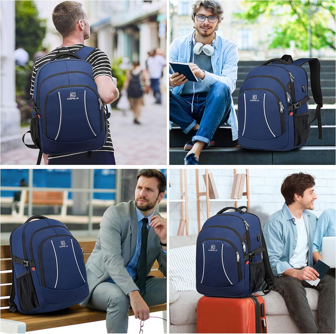 Durable anti-theft laptop bag, water-resistant material, and a USB charging port for convenience.