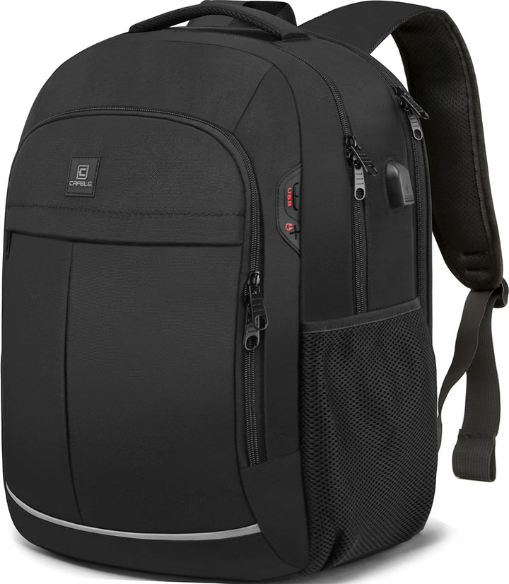 TechPro unisex anti-theft backpack, water-resistant, with USB charging. Perfect for school, work, travel.