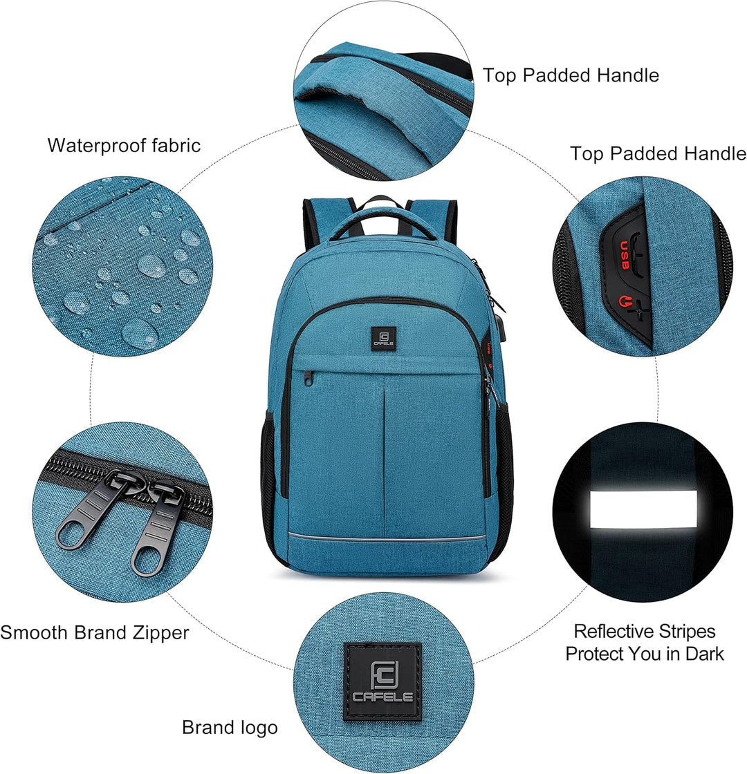Professional anti-theft work backpack with a USB charger & water resistance. Secure laptop travel bag.