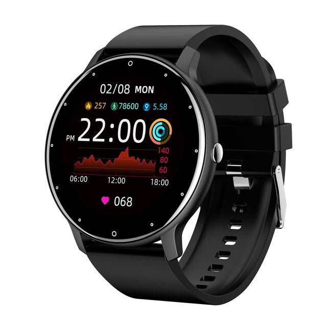 Sleek fitness tracker smartwatch monitoring heart rate, steps & workouts. Water-resistant for active lifestyles.