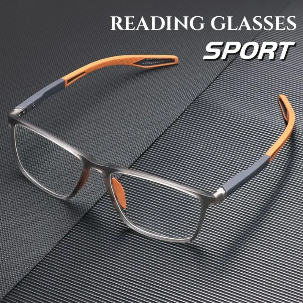 Unisex ultralight sport reading glasses with anti-blue light protection, perfect for active users and digital eye strain.