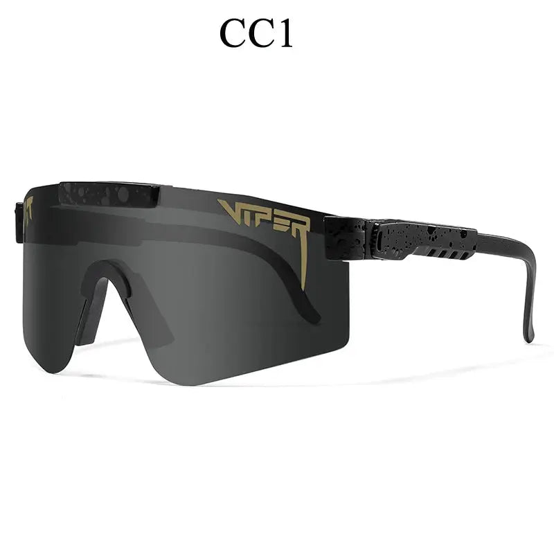 Side view of unisex UV400 sports sunglasses, highlighting ergonomic design for active wear.