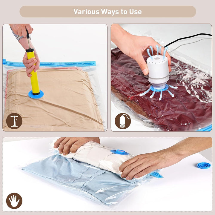 Get 2 vacuum storage bag sets for 1 price! Includes electric pump & multi-sizes.