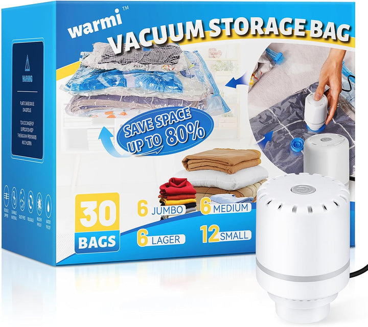 Condense bulky items: vacuum storage bags & electric pump for optimal space.