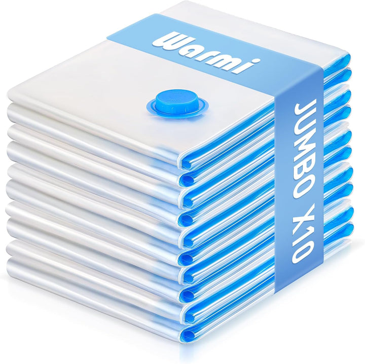 Clear vacuum storage bags with electric pump, ideal for visible home organization.