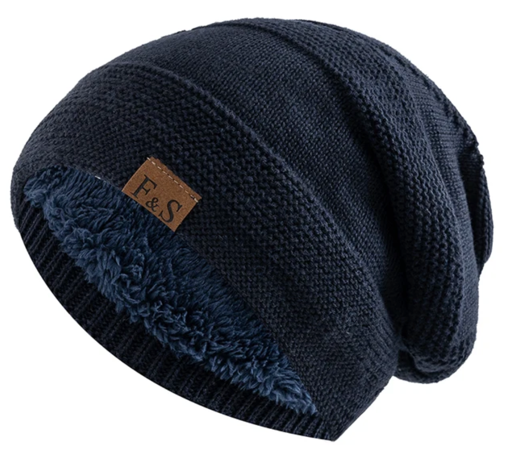 Acrylic knit winter beanie, Luna, providing excellent warmth and comfort in cold weather.