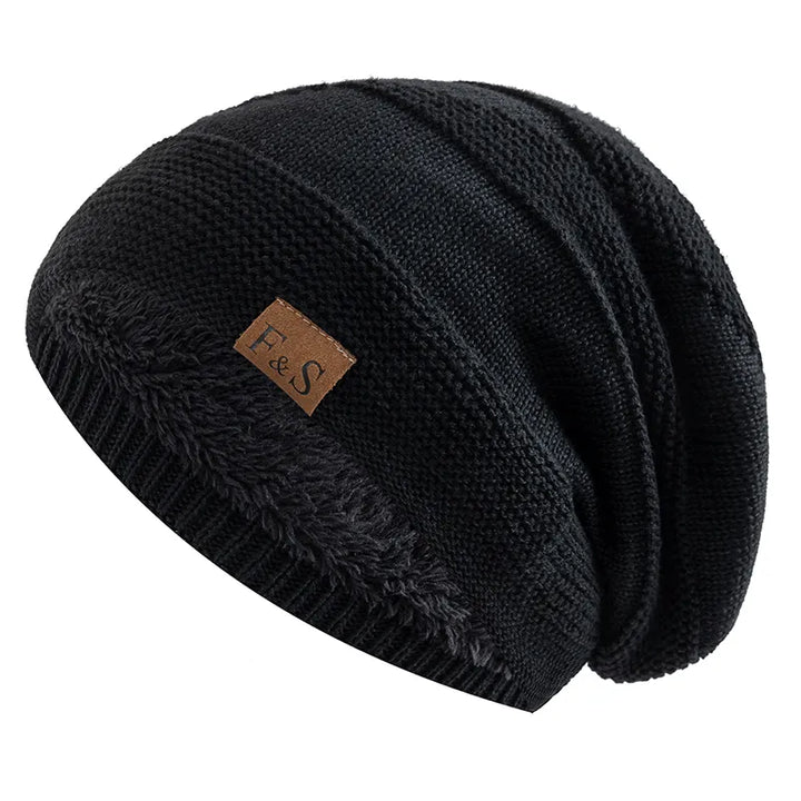 Unisex warm fleece-lined beanie, a comfortable and stylish headwear choice for winter.