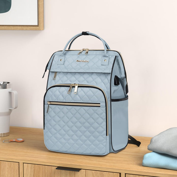 Unisex water-repellent expandable laptop backpack. RFID protection & USB charging port for travel & commute.