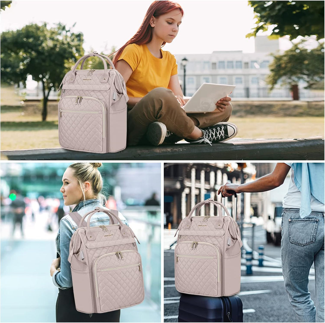 Premium laptop backpack for commuters. Water-repellent, expandable, with RFID scanner protection & USB charging.