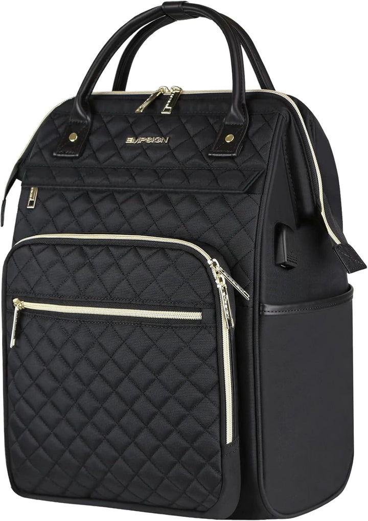 Rugged water-repellent travel backpack. Expandable, anti-theft RFID, USB charging & laptop sleeve for adventures.