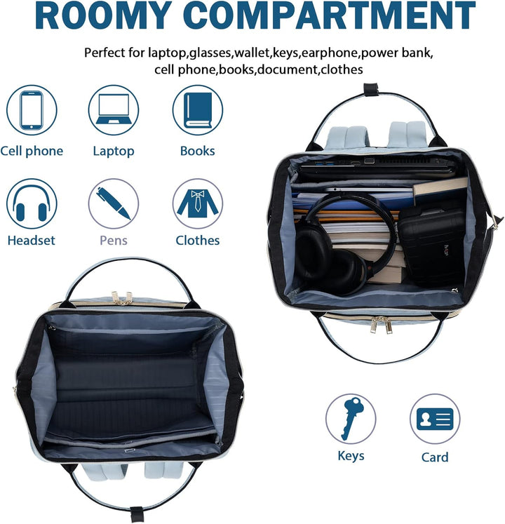 Stylish unisex travel backpack, expandable & water-repellent. Features RFID anti-theft & USB charging for laptops.