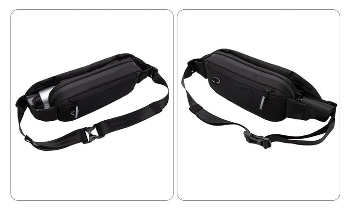 Unisex water-resistant fanny pack, great for men and women during sports, travel, hiking, or errands. Hands-free.