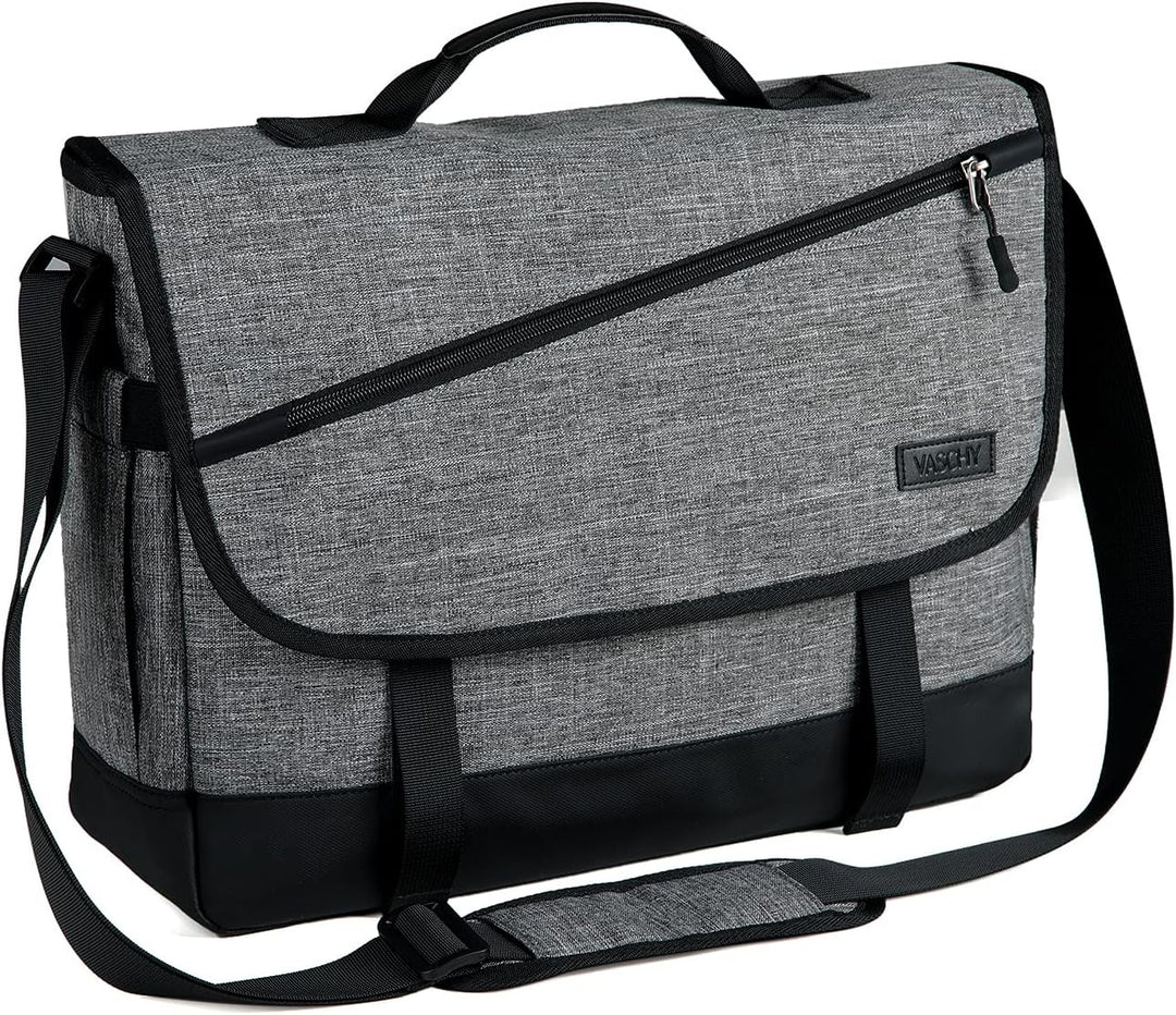 Unisex water-resistant laptop messenger bag, WorkMate series. Padded, adjustable strap for daily commute.