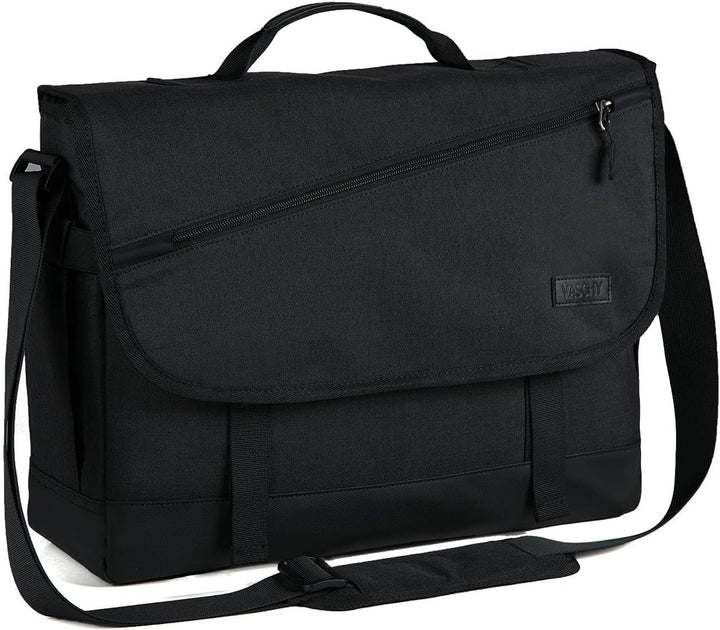 Durable water-resistant messenger bag, unisex. Protects laptops & essentials for business travel & daily work.