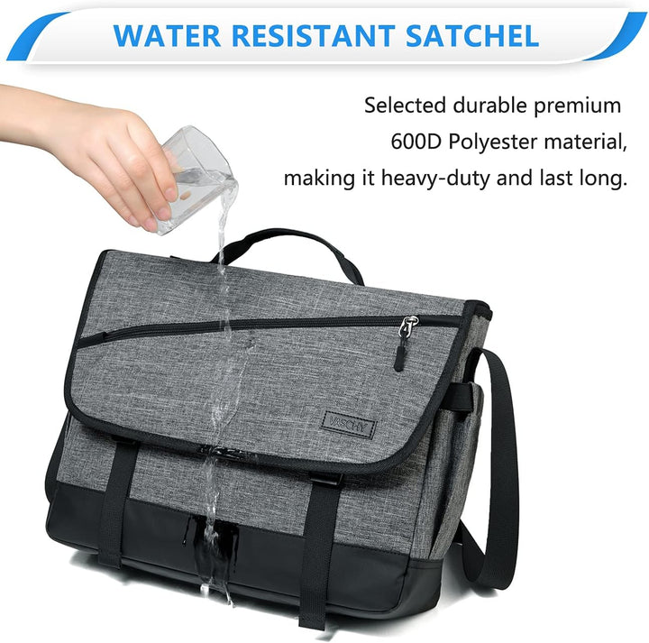 Adjustable strap on a comfortable unisex water-resistant laptop messenger bag. WorkMate series for easy carry.
