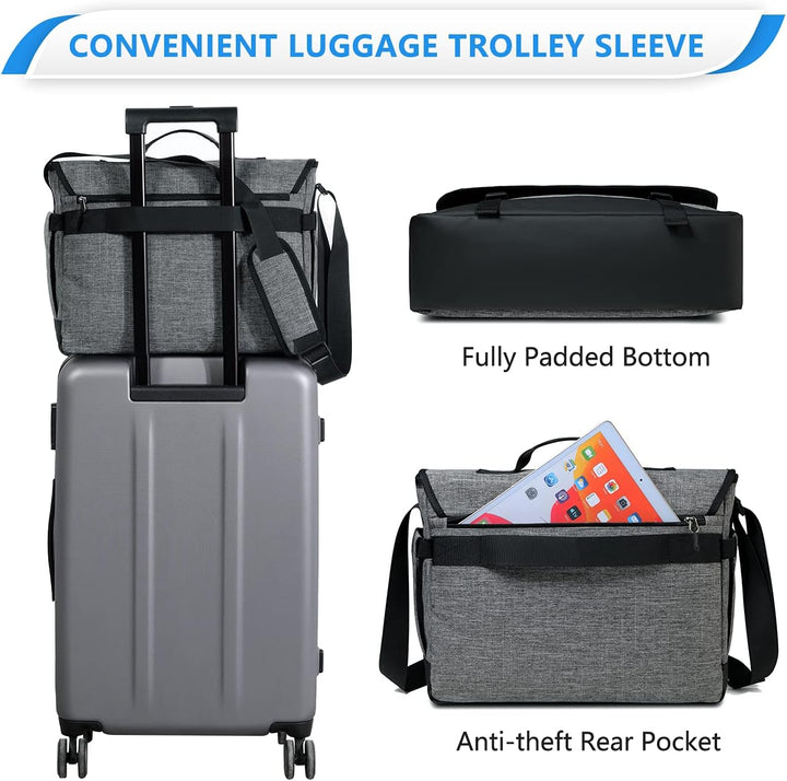 Spacious water-resistant laptop messenger bag, unisex. Multiple compartments for organized travel essentials.
