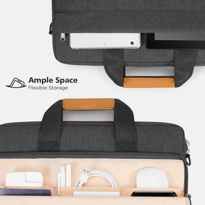 Secure laptop transport: unisex water-resistant shoulder bag with 360° protective padding.