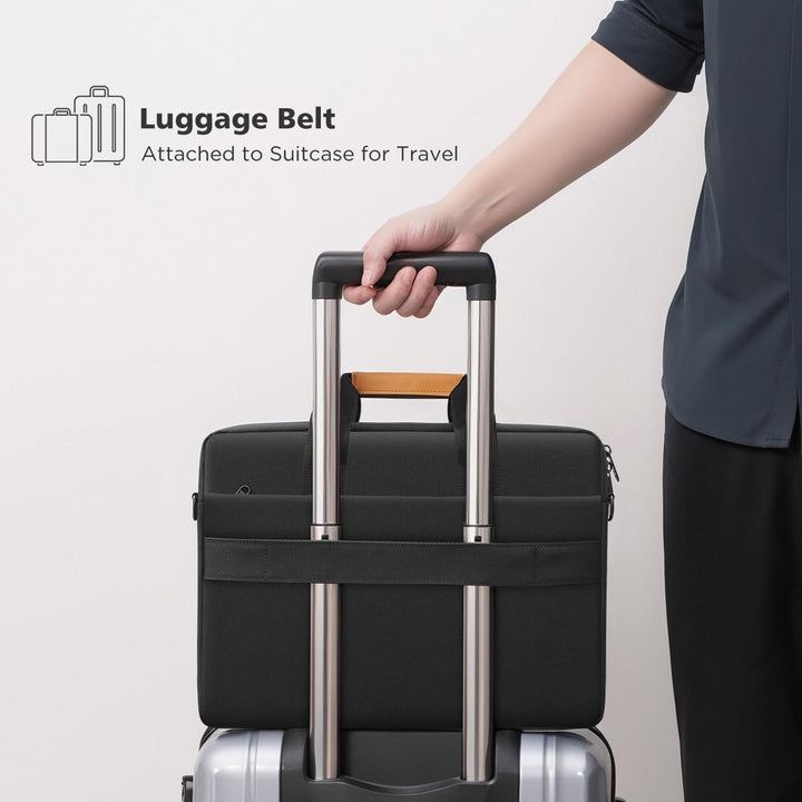 Commuter-friendly unisex laptop shoulder bag, water-resistant, featuring 360° protective padding.