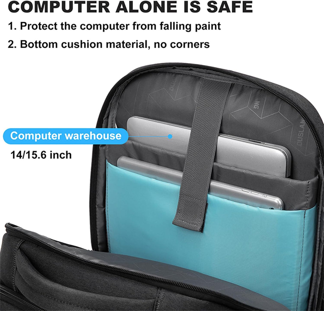 Sleek black unisex water-resistant backpack, durable for travel & daily use, featuring organized compartments for all essentials.