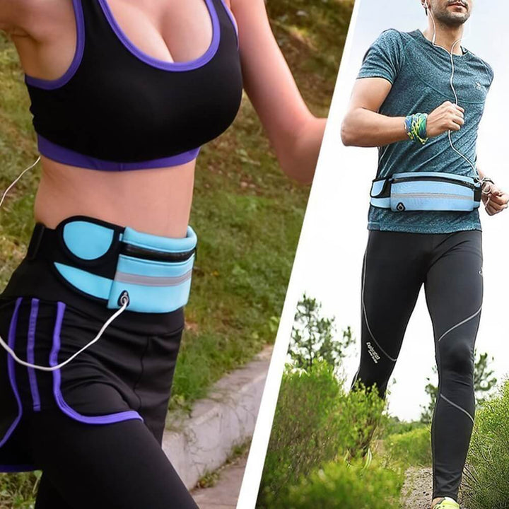 Adjustable sports waist pack for running, hiking, and gym. Water-resistant & secure.