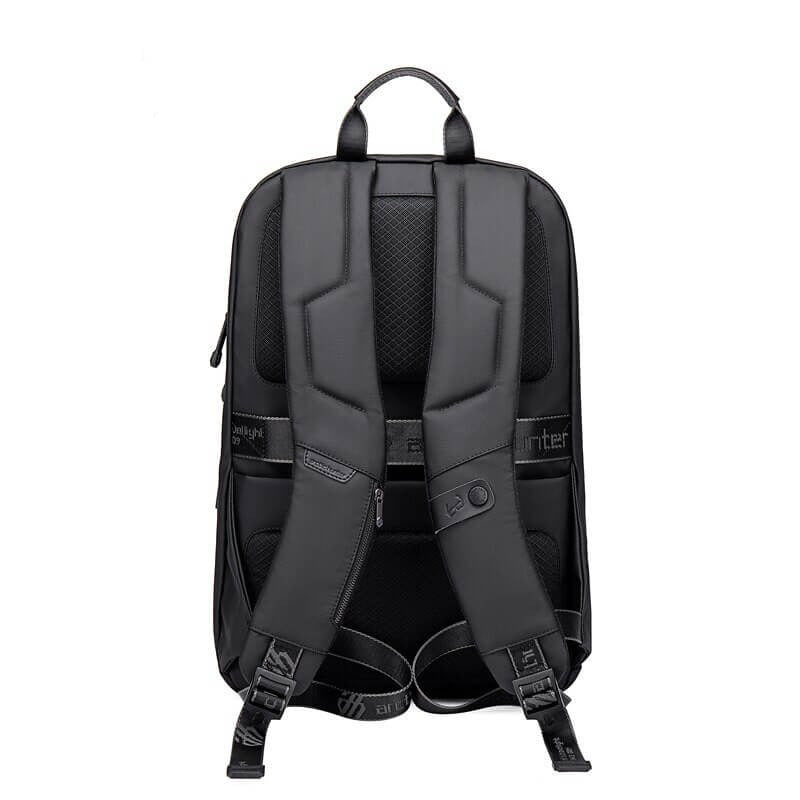 Water-resistant travel backpack made from durable lightweight fabric, featuring secure multi-compartment storage for gear.