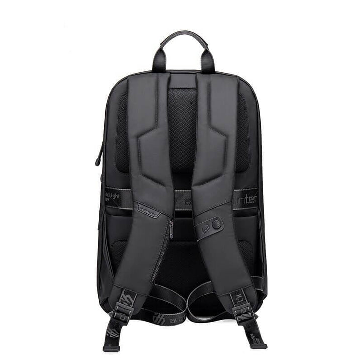 Water-resistant travel backpack made from durable lightweight fabric, featuring secure multi-compartment storage for gear.