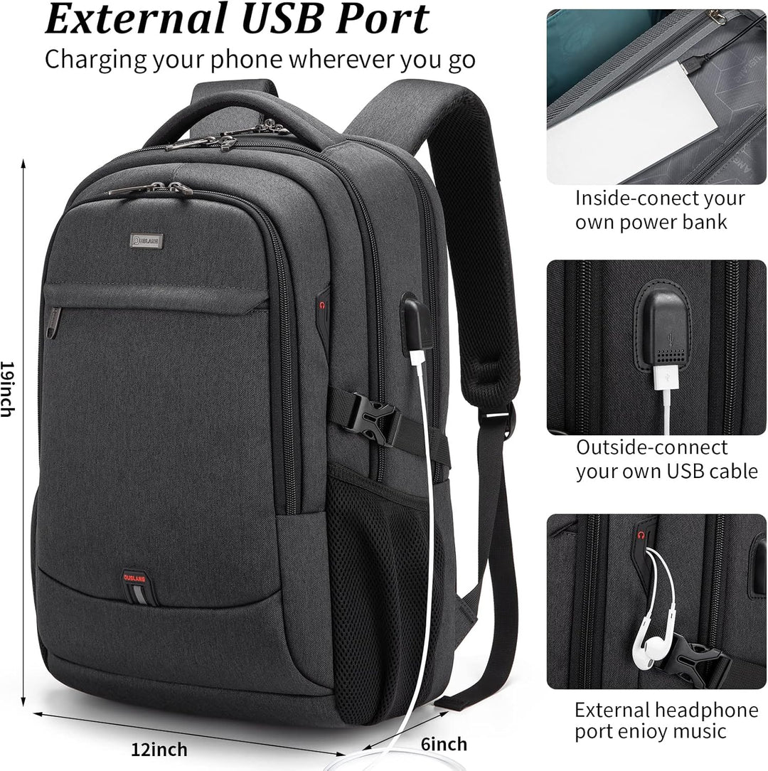 Versatile travel laptop backpack, water-resistant, unisex, perfect for work, college & daily commute.