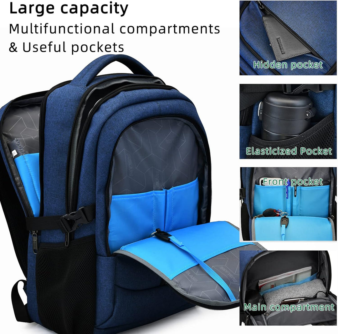 Multi-functional water-resistant backpack, unisex, great for travel, college & work, with USB port.
