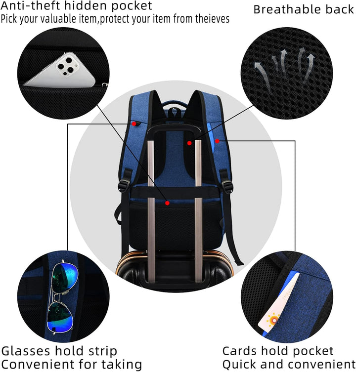 Professional unisex laptop backpack, water-resistant, sleek design with USB charging for business travel.