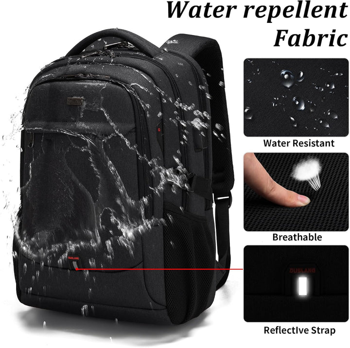 All-weather water-resistant travel backpack, unisex, suitable for laptops & daily adventures, with USB.