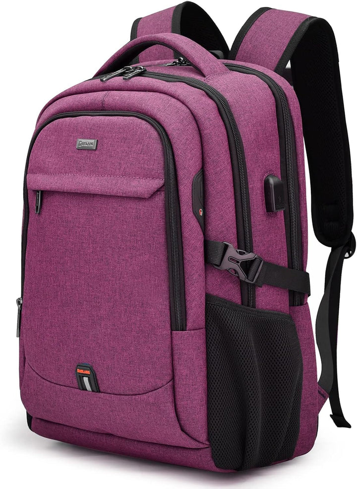 Innovative unisex laptop backpack, water-resistant, with USB charging & clever organization.