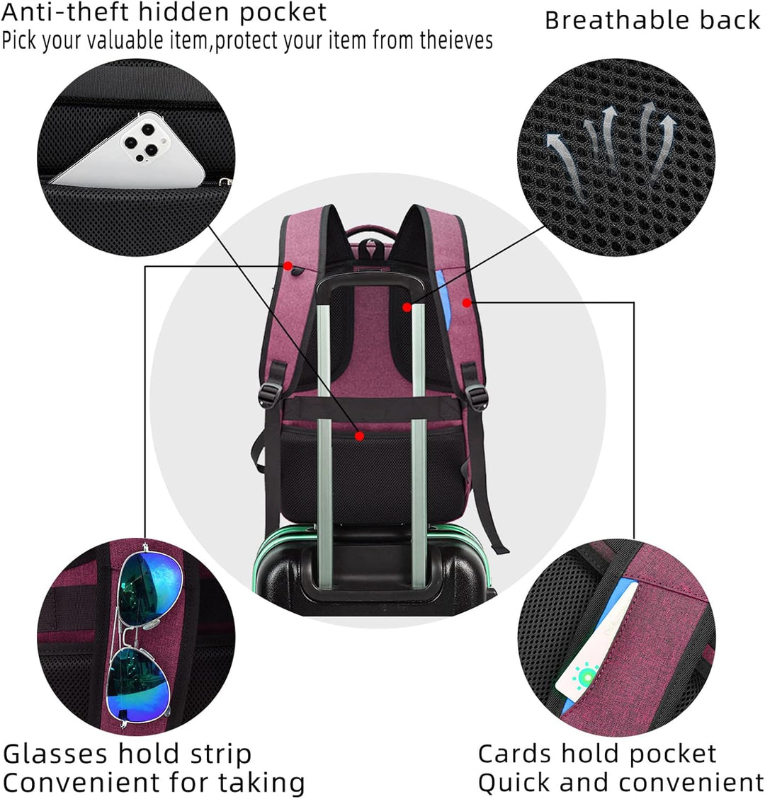 Premium water-resistant laptop backpack, unisex, for secure travel & charging convenience via USB.