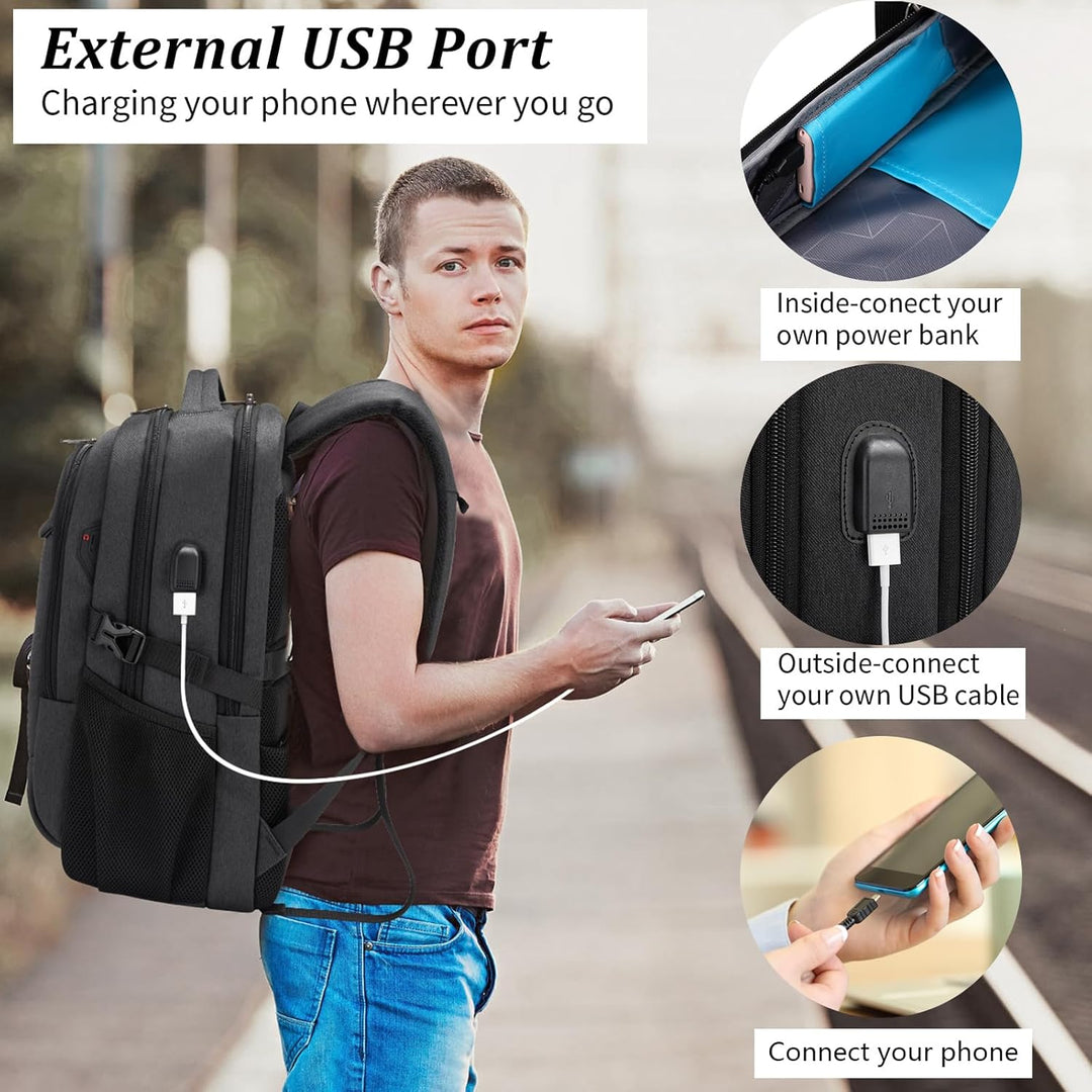 Everyday laptop backpack, water-resistant, unisex, with USB port, perfect for work and daily use.