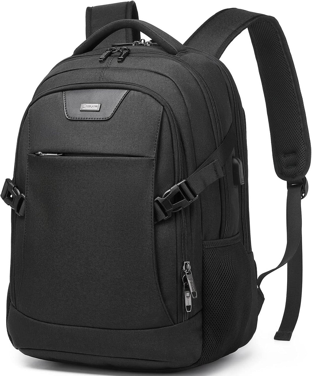 Tech-savvy water-resistant travel backpack, unisex, with USB port for all your devices & laptop.