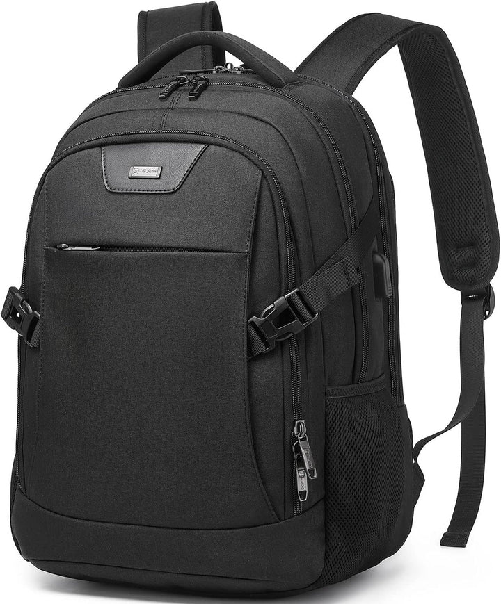 Tech-savvy water-resistant travel backpack, unisex, with USB port for all your devices & laptop.