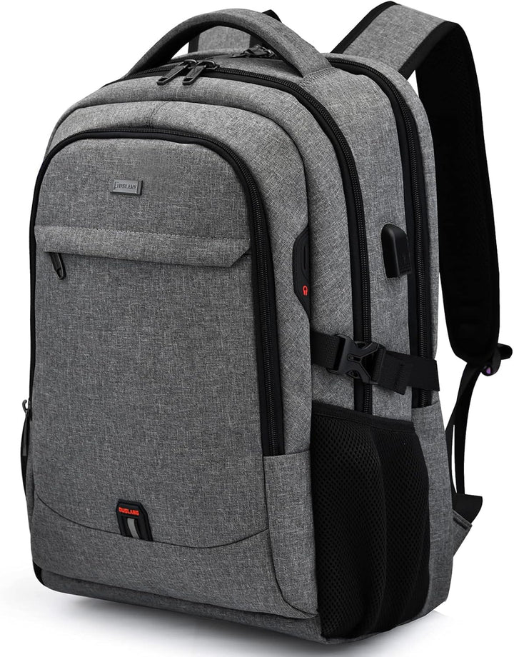 Commuter water-resistant laptop backpack, unisex, with USB charging & comfortable ergonomic design.