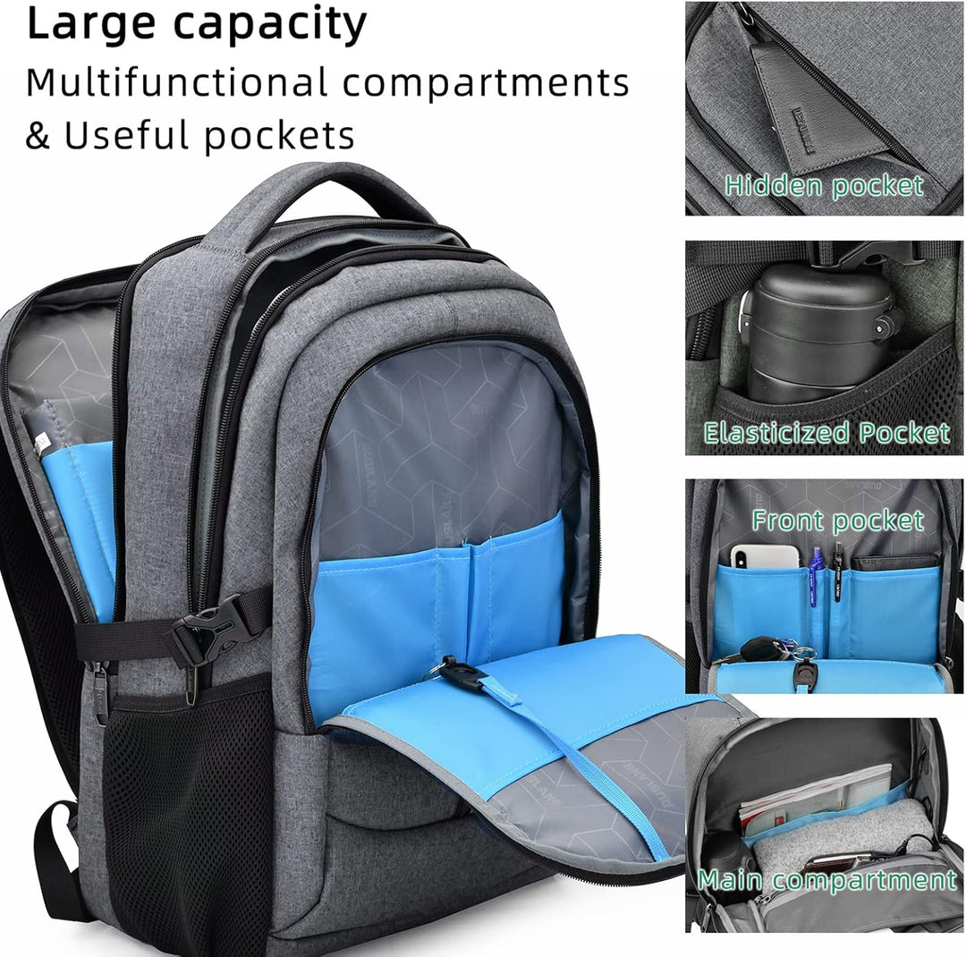 Versatile water-resistant unisex backpack for work, college, and travel, with a handy USB port.